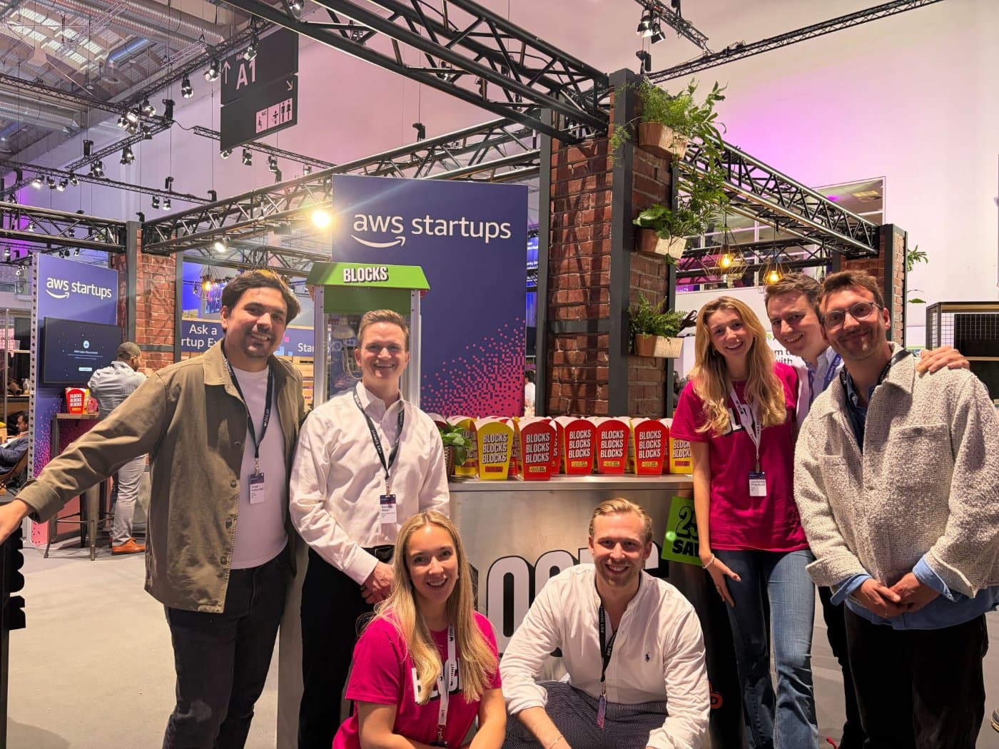 The Blocks team at the AWS Startups booth